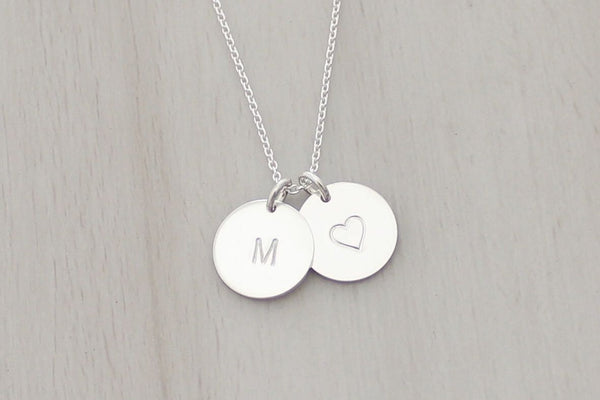 Initial Disc Necklace - 1/2" (Two Discs)