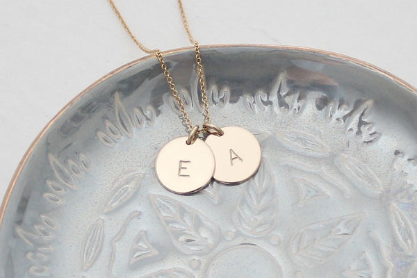 Initial Disc Necklace - 1/2" (Two Discs)