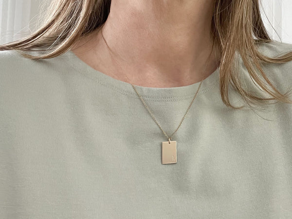 Rectangle Necklace with an Initial