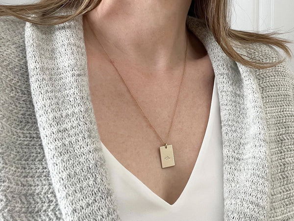 Rectangle Necklace with an Initial