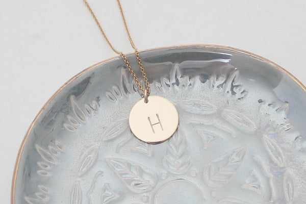 Initial Disc Necklace - 5/8" (One Disc)