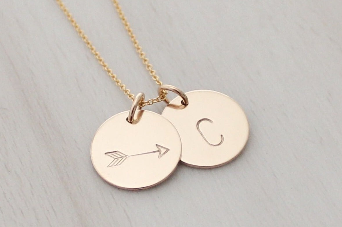 Initial Disc Necklace - 5/8" (Two Discs)