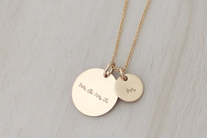 Nana / Mama Disc Necklace with One Initial