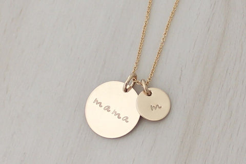 Nana / Mama Disc Necklace with One Initial