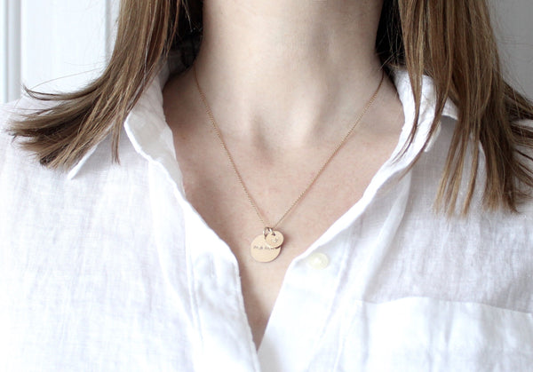 Nana / Mama Disc Necklace with One Initial