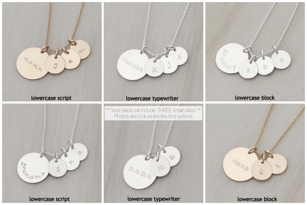 Nana / Mama Disc Necklace with Three Initials