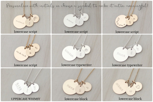 Nana / Mama Disc Necklace with Two Initials