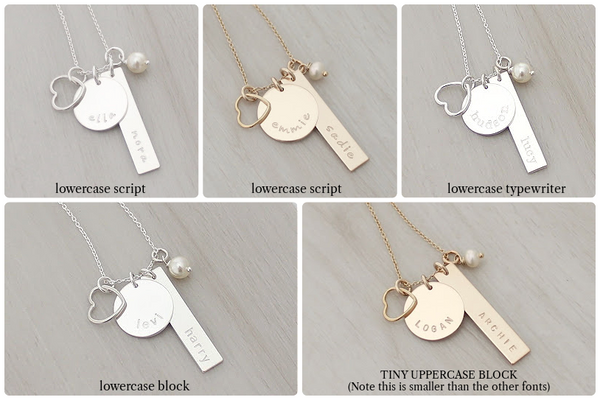 Kids' Names Necklace with an Open Heart