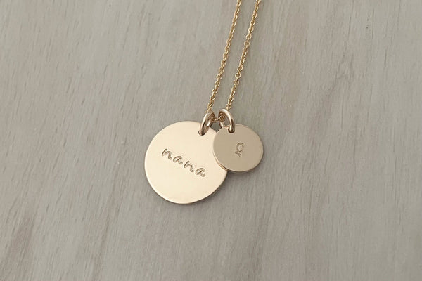 Nana / Mama Disc Necklace with One Initial