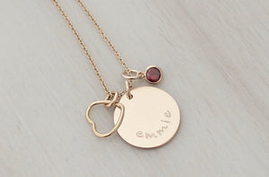 Name Disc with an Open Heart and Birthstone