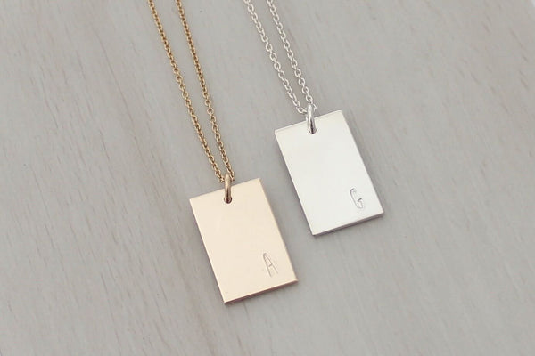 Rectangle Necklace with an Initial