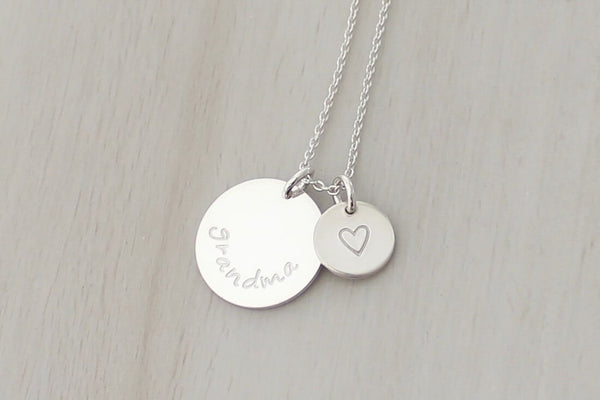 Nana / Mama Disc Necklace with One Initial