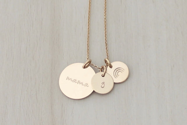 Nana / Mama Disc Necklace with Two Initials