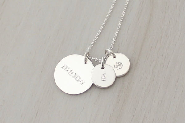 Nana / Mama Disc Necklace with Two Initials