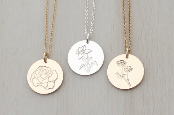 Birth Month Flower Necklace - 5/8" (One Disc)