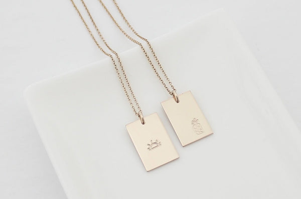 Rectangle Necklace with an Initial