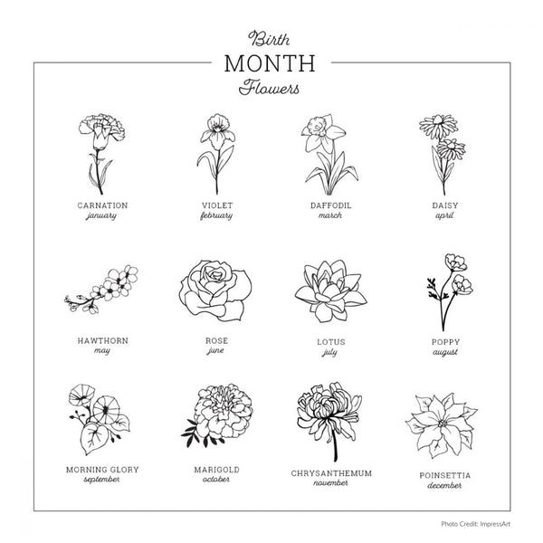 Birth Month Flower Necklace - Rectangle