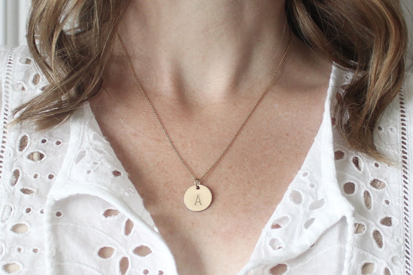 Initial Disc Necklace - 5/8" (One Disc)