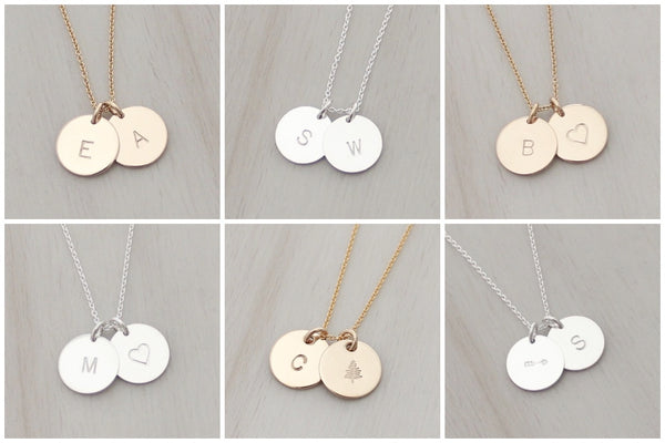 Initial Disc Necklace - 1/2" (Two Discs)