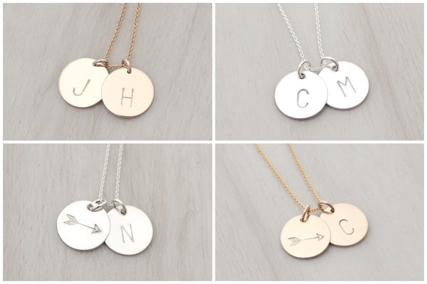 Initial Disc Necklace - 5/8" (Two Discs)