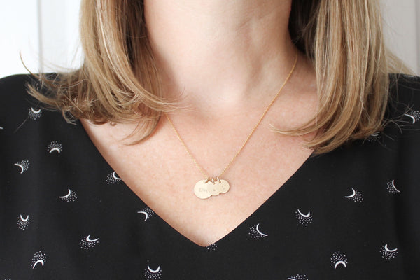 Family Initials Necklace (with Three "Little" Discs)