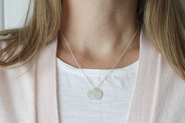 Initial Disc Necklace - 1/2" (Two Discs)