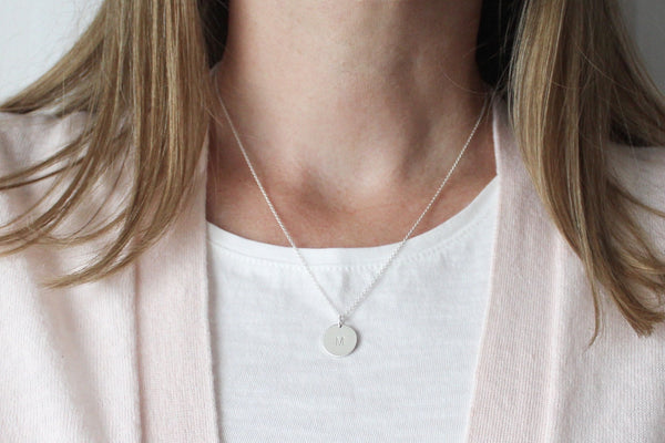 Initial Disc Necklace - 1/2" (One Disc)