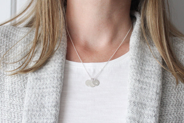 Initial Disc Necklace - 3/8" (Three Discs)