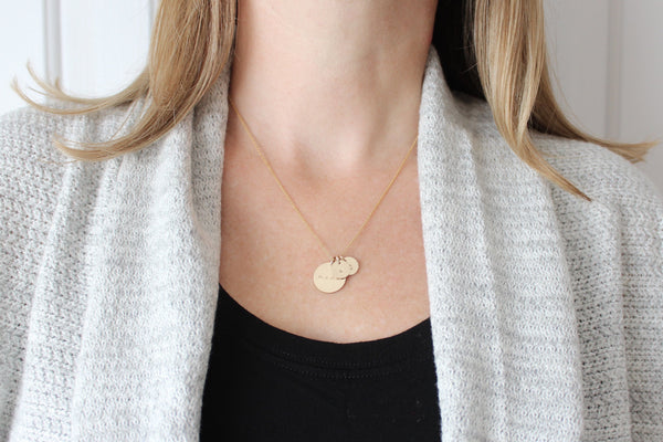 Nana / Mama Disc Necklace with Two Initials