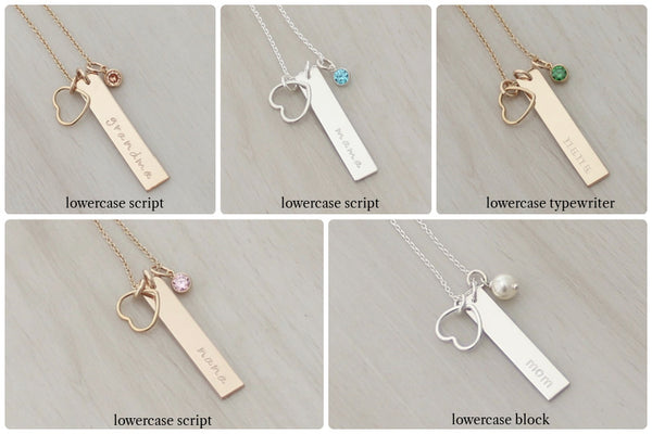 Mom Bar Necklace with an Open Heart (or Nana, Mama, Grandma, Oma, Nonna ...)